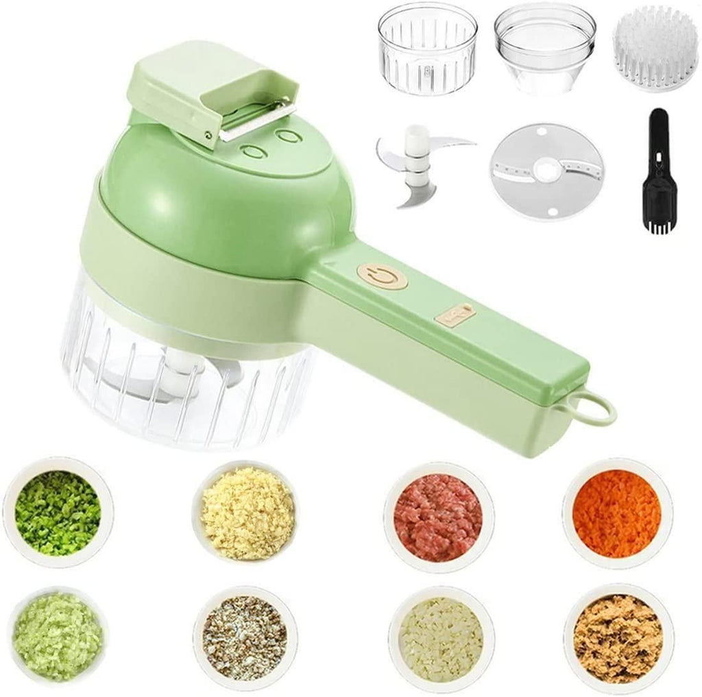 4-in-1 Portable Electric Vegetable Cutter Set – Slice, Grind, Clean & More!