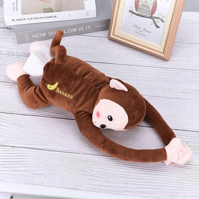 Monkey Tissue Holder – Cute Plush Hanging Dispenser for Car, Bathroom & Desk