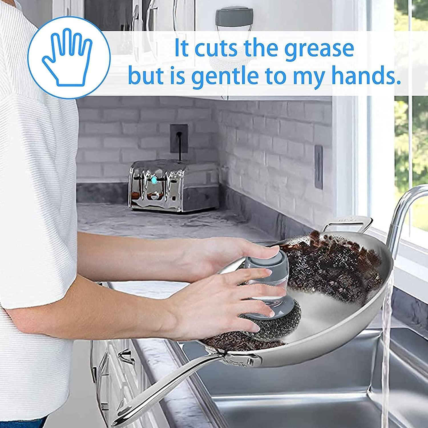 Soap Dispensing Kitchen Brush – Pack of 2 | Easy Grip, Scratch-Free Cleaning