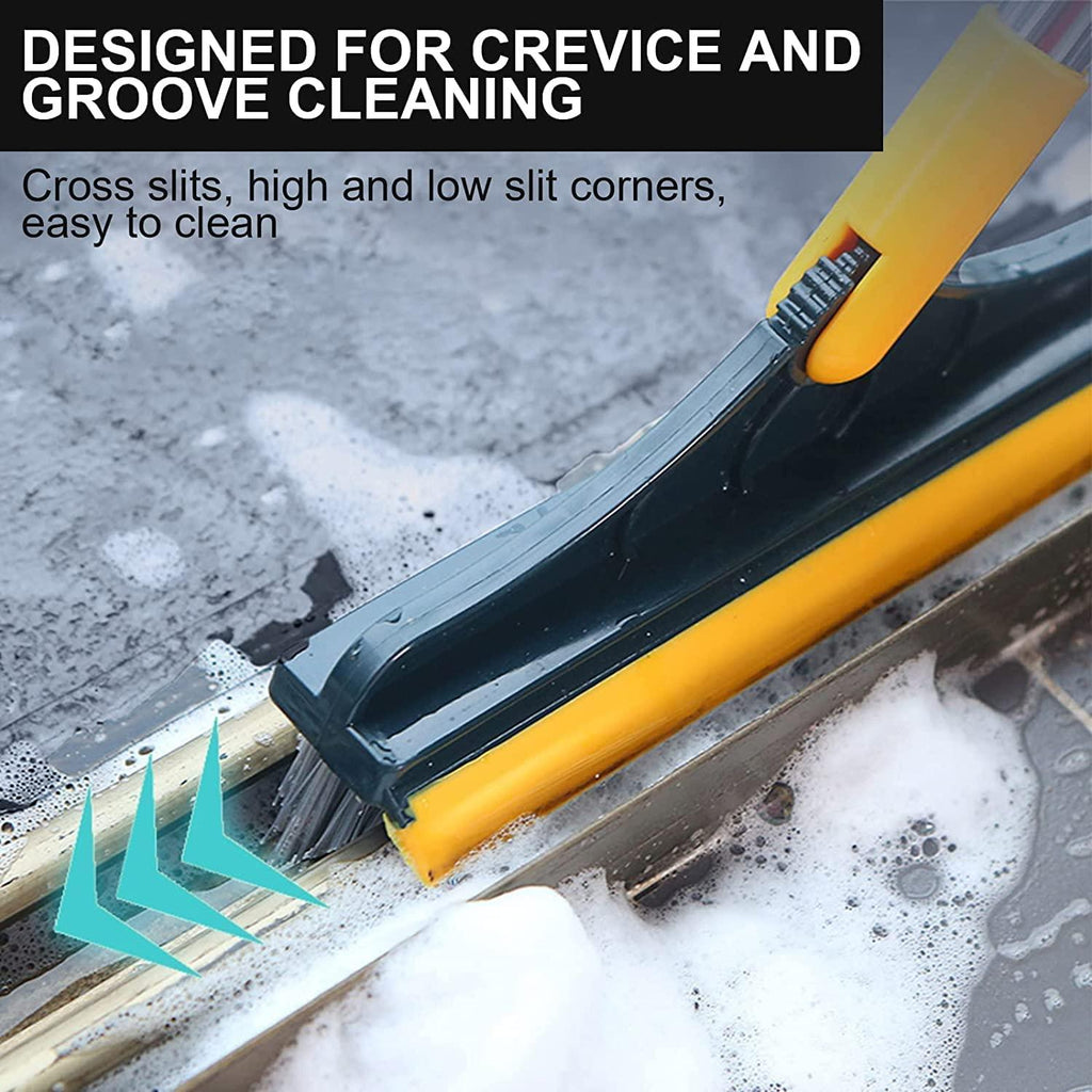 2-in-1 Floor Cleaning Brush – Rotating Head with Squeegee & V-Shape Bristles