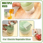 4-in-1 Portable Electric Vegetable Cutter Set – Slice, Grind, Clean & More!