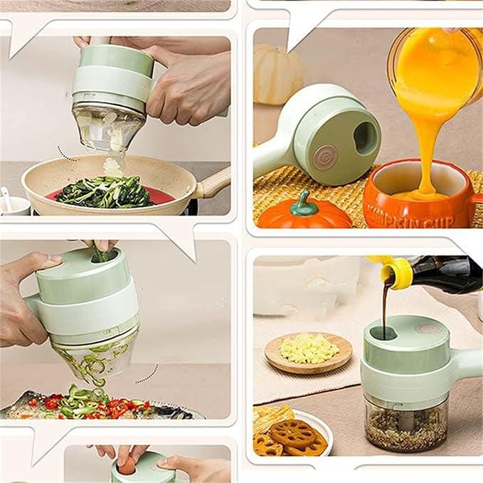 4-in-1 Portable Electric Vegetable Cutter Set – Slice, Grind, Clean & More!