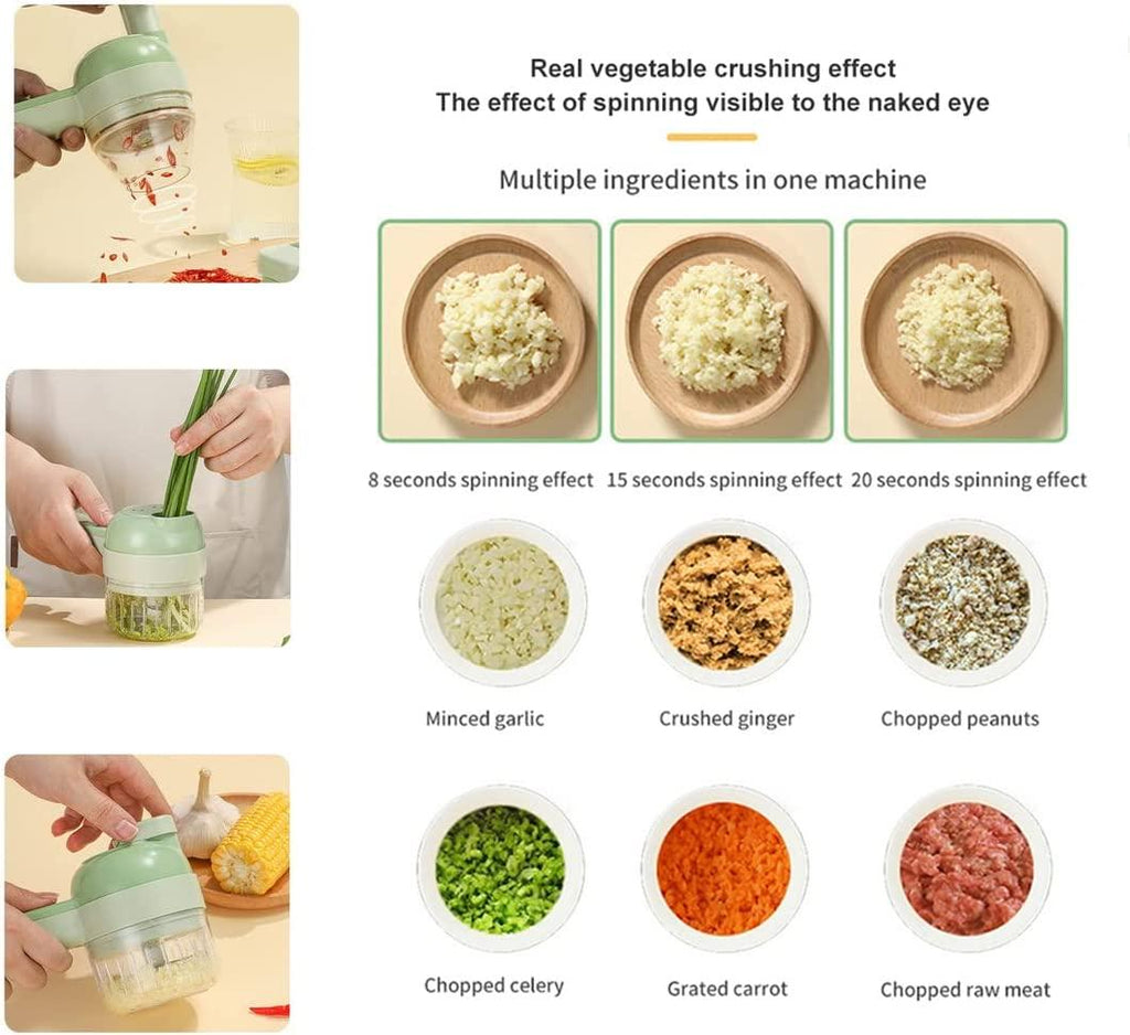 4-in-1 Portable Electric Vegetable Cutter Set – Slice, Grind, Clean & More!