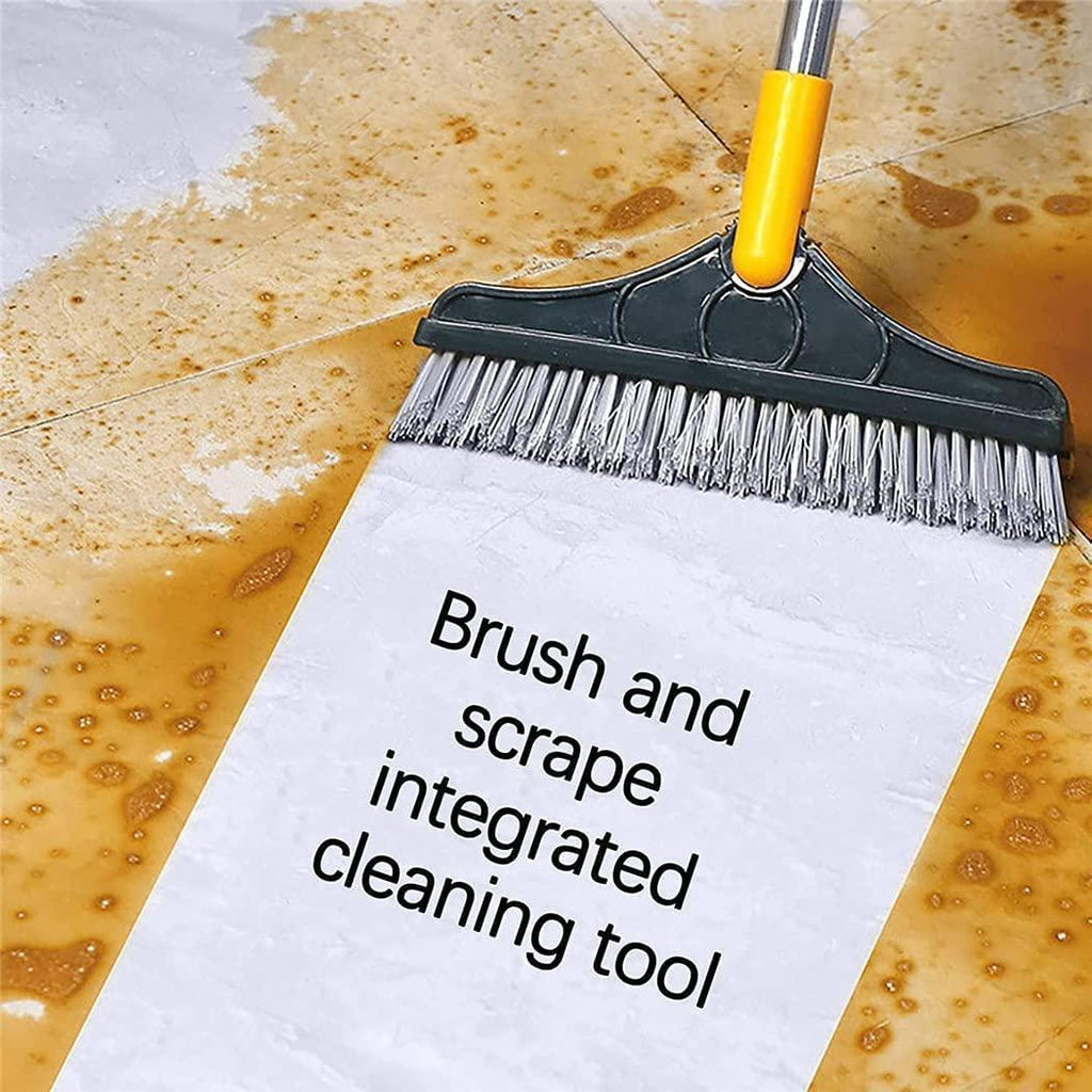 2-in-1 Floor Cleaning Brush – Rotating Head with Squeegee & V-Shape Bristles