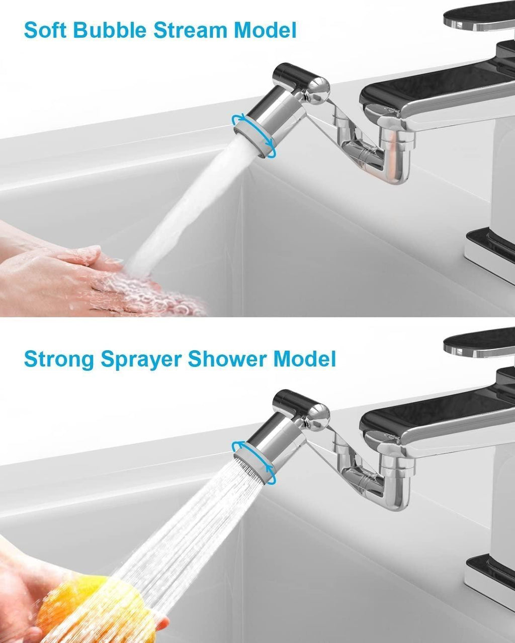1080° Rotating Faucet Extender – Dual Mode Splash Filter
