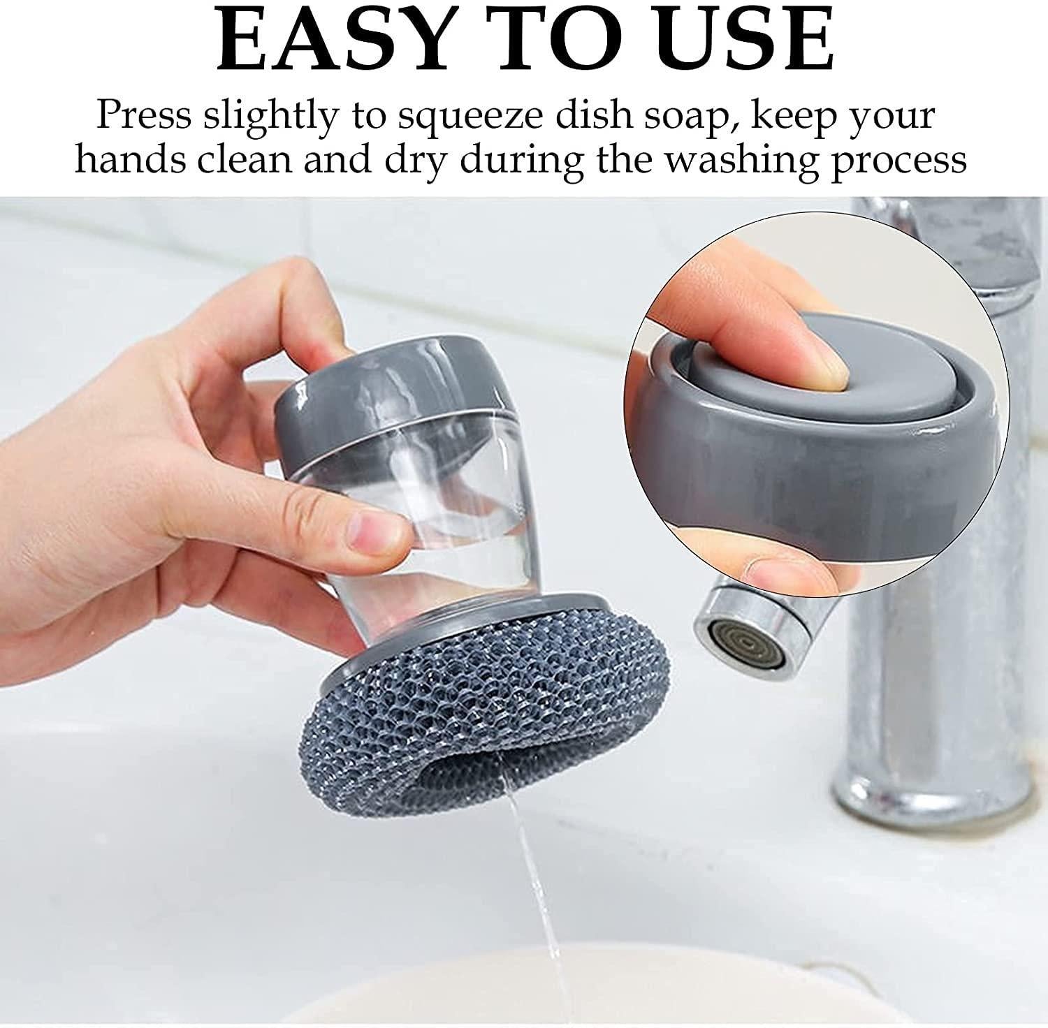 Soap Dispensing Kitchen Brush – Pack of 2 | Easy Grip, Scratch-Free Cleaning