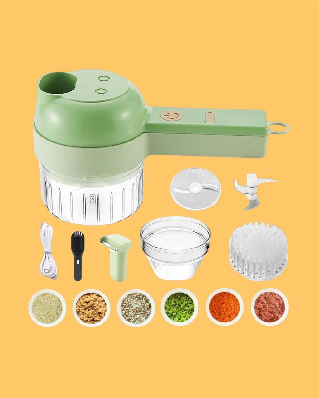 4-in-1 Portable Electric Vegetable Cutter Set – Slice, Grind, Clean & More!