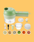 4-in-1 Portable Electric Vegetable Cutter Set – Slice, Grind, Clean & More!
