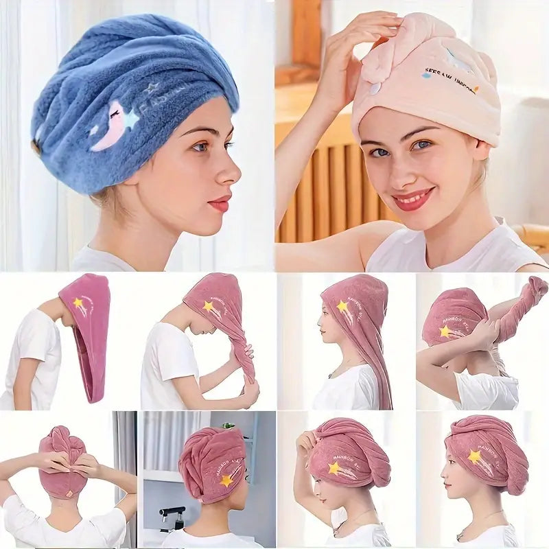 Quick-Dry Microfiber Hair Towel Wrap for Women - Soft Coral Fleece